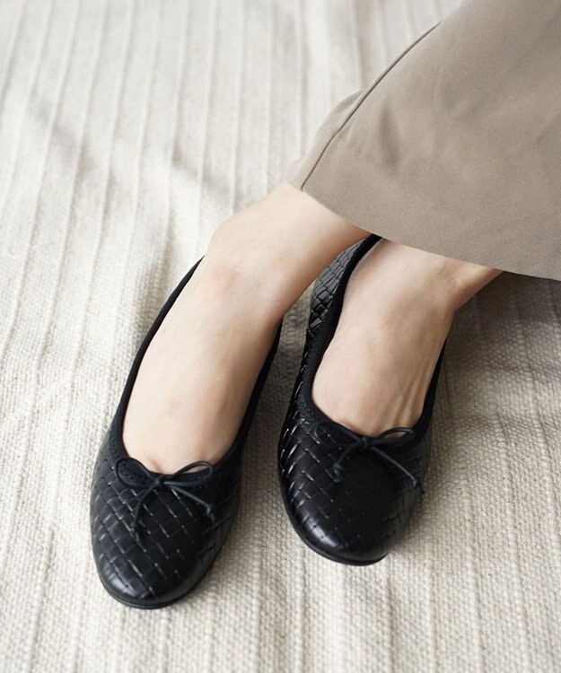 nouvelleRobe Oū サイズ追加【本革・高反発】Round ラウンドトゥ メッシュバレエシューズ BK