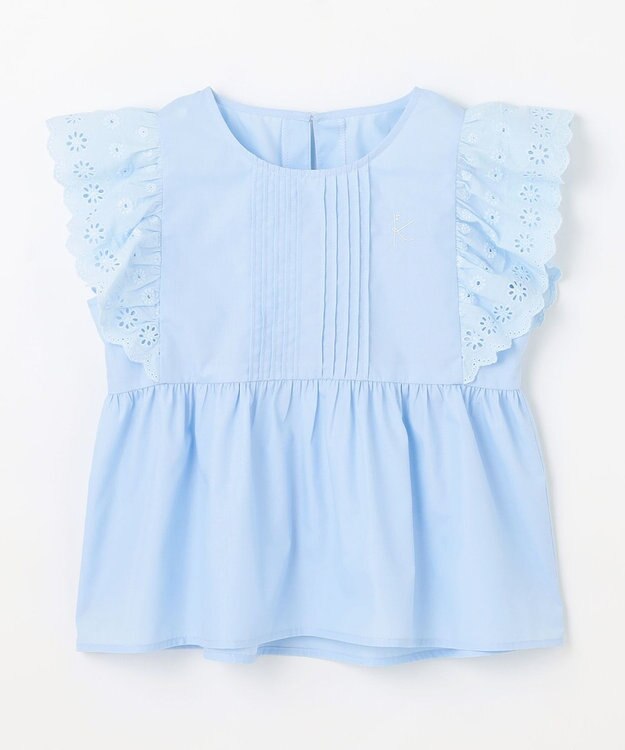 組曲 KIDS 【110-140㎝】レースペプラム ブラウス サックスブルー