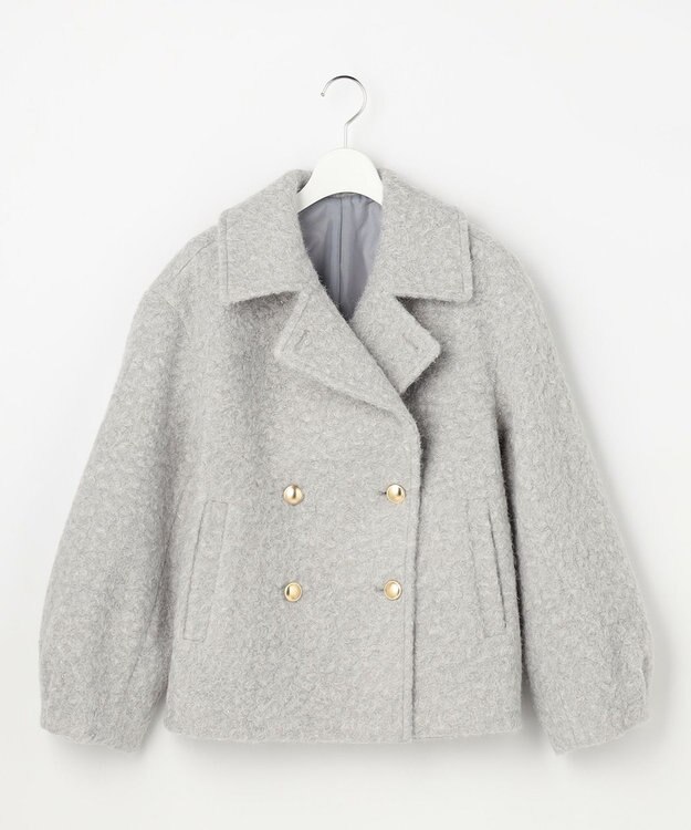 ANY SIS L 【2WAY】ブークレーシャギーラメ アウター ライトグレー