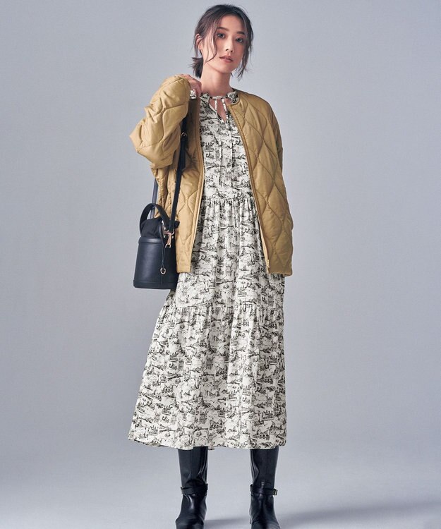 23区 L 【洗える】中綿キルティング ショート ブルゾン キャメル