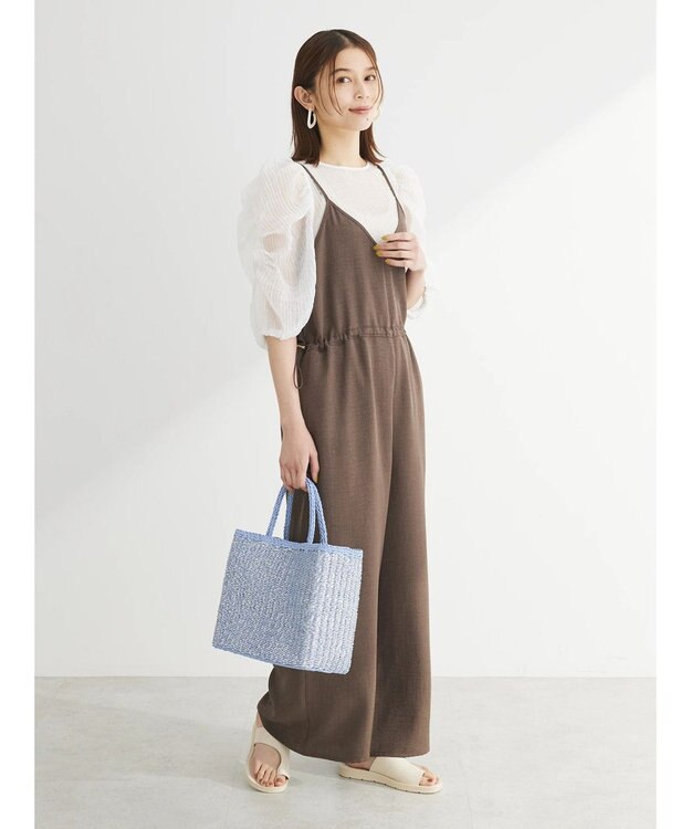 Green Parks 冷やっとすずやかウエストドロストサロペット Brown