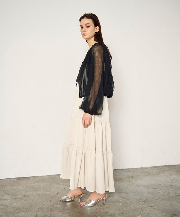 GRACE CONTINENTAL ギャザーチュールブルゾン ブラック