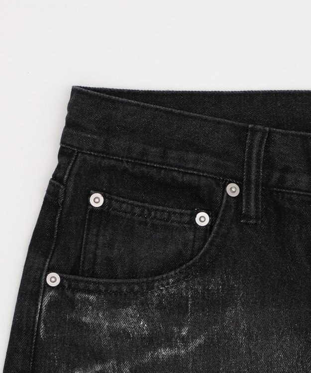 WEGO シルバープリントバギーフレアデニム デニムブラック