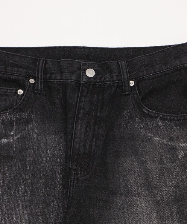 WEGO シルバープリントバギーフレアデニム デニムブラック