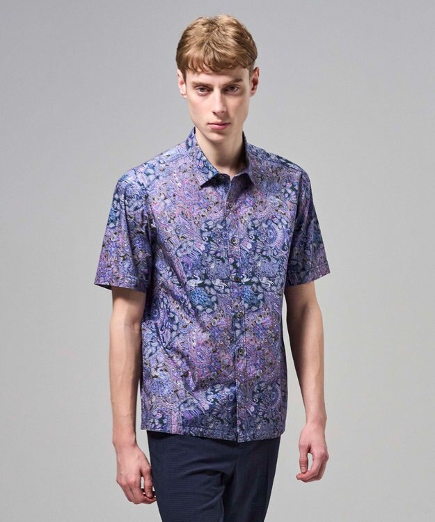 JOSEPH HOMME 【新柄】エスニカルプリント　半袖レギュラーカラーシャツ ライラック系5