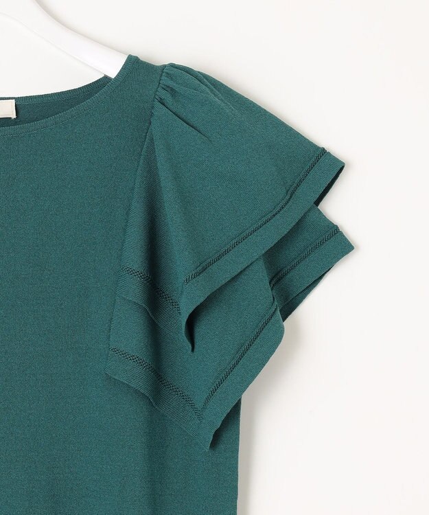 ANY SIS 【接触冷感】レイヤードスリーブ ニット グリーン