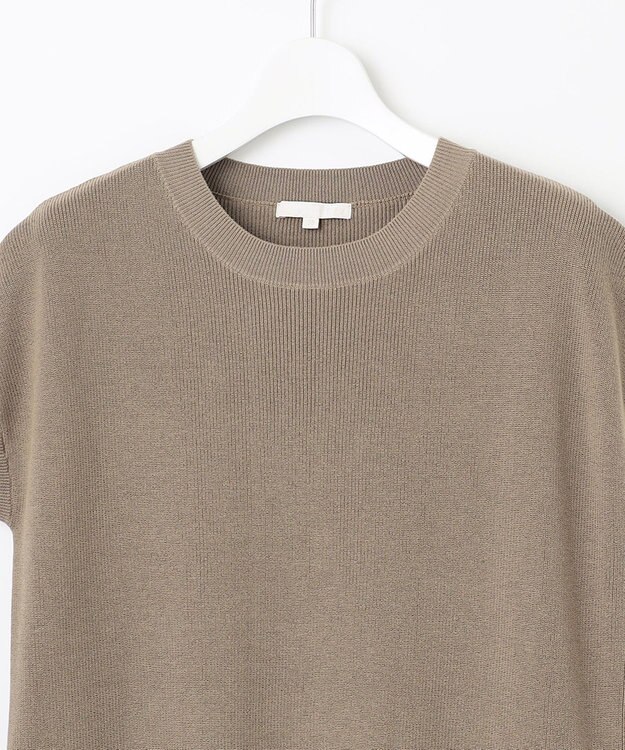 自由区 L 【カタログ掲載・洗える】ハイツイストコットンアセテート異素材コンビ ワンピース ダークサンドxサンド