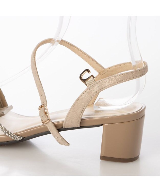 Riz raffinee <Riz raffinee>ラインストーン付きストラップサンダル ベージュメタリック