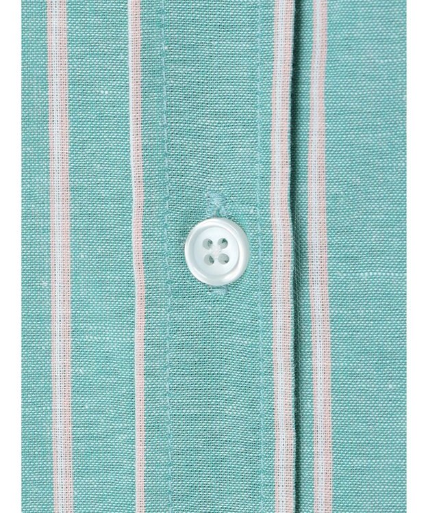 Green Parks 綿麻混オーバーサイズシャツチュニック Stripe Green
