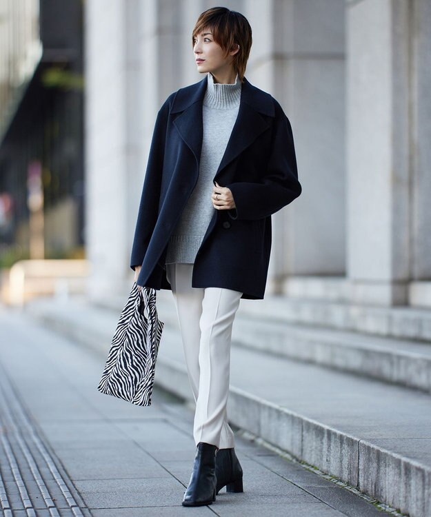 ICB L ウールリバー Pコート ネイビー系