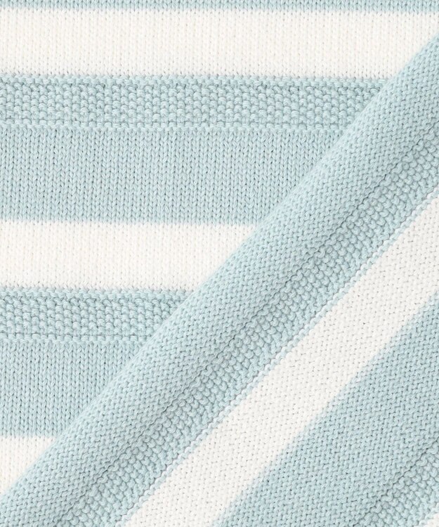 J.PRESS LADIES S Cotton Polyester カラーボーダー ニット スモーキーミント×オフ系