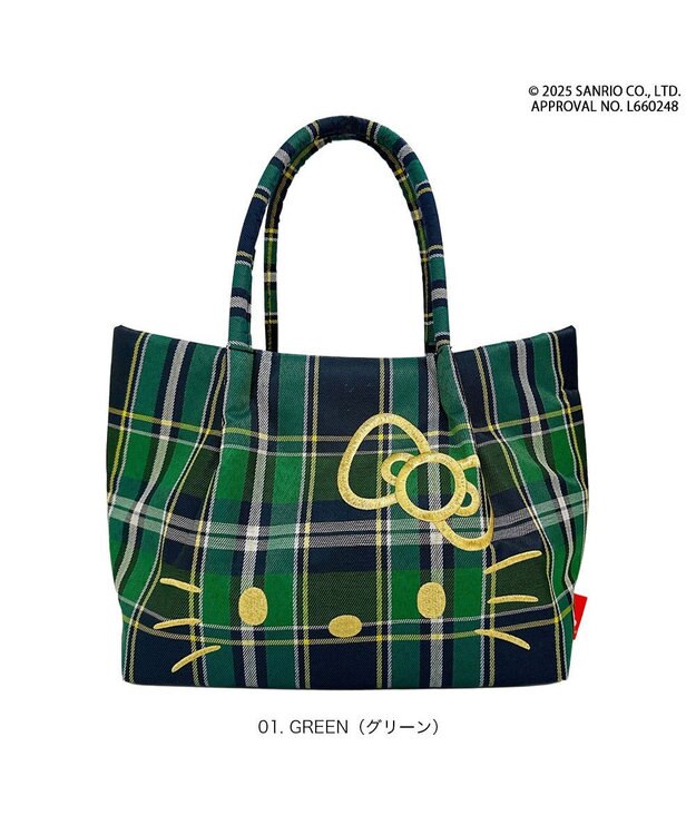 ROOTOTE 8463【サンリオ】IP.デリ.チェック.ハローキティ-A 01：グリーン