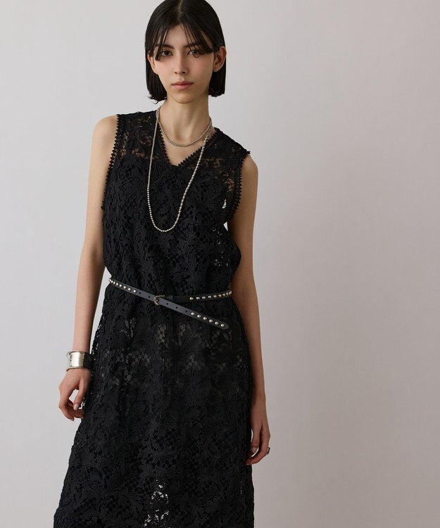 GRACE CONTINENTAL ケミカルレースストレートトップ ブラック