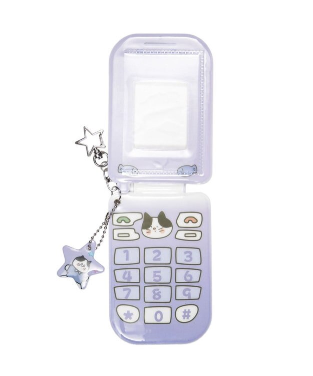 WEGO 【痛バ＆推し活グッズ】チャーム付きゆるアニマルガラケーカードホルダーキーホルダー パープル