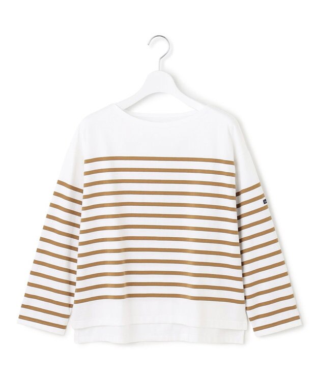 23区 L 【洗える】Armor-lux パネルボーダー 長袖Tシャツ オフ×キャメル