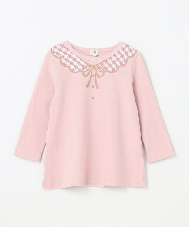 組曲 KIDS 【80-100㎝】トロンプルイユロン Tシャツ ピンク系