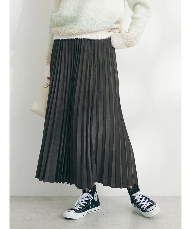 CRAFT STANDARD BOUTIQUE ピーチアコーディオンプリーツスカート Charcoal Gray