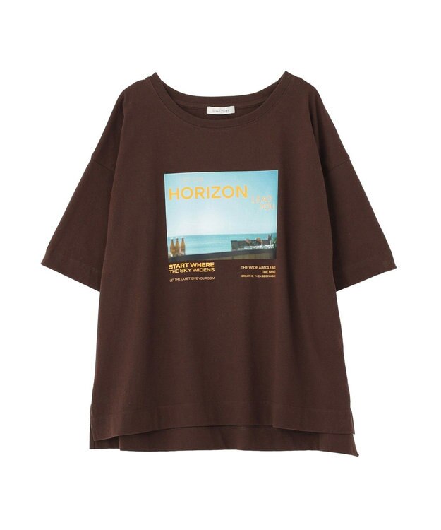 Green Parks ＳＥＴ２点フォトＴシャツ＋レーススカーフ Brown