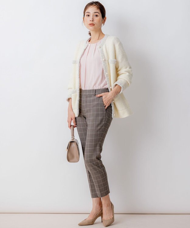 組曲 ツイードニット ジャケット アイボリー系