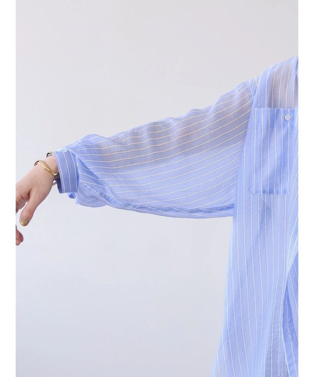 AMERICAN HOLIC シアーＣＯＯＬＷポケットシャツ Stripe Sax