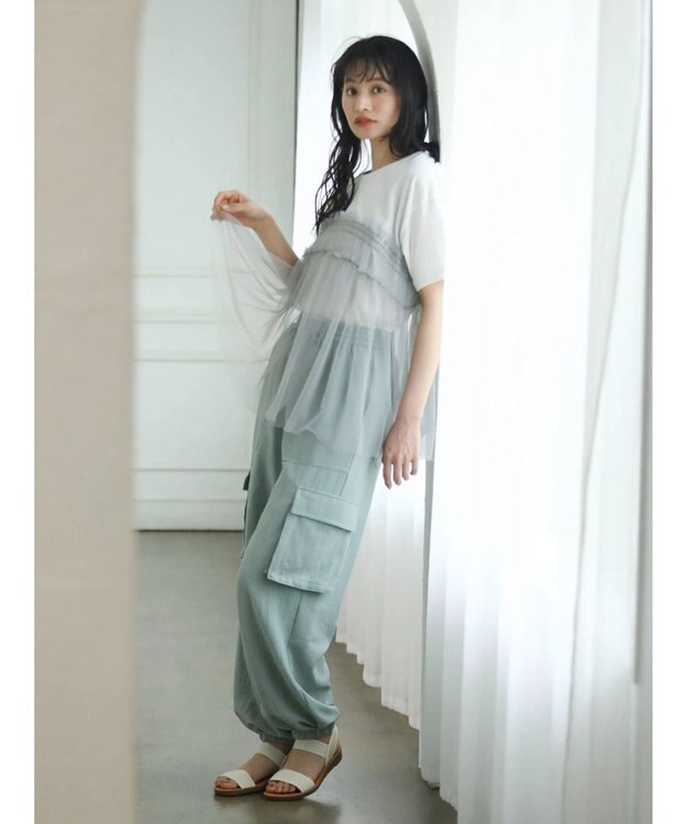 Green Parks ・ＥＬＥＮＣＡＲＥ　ＤＵＥ　チュールドッキングＴＥＥ Off White