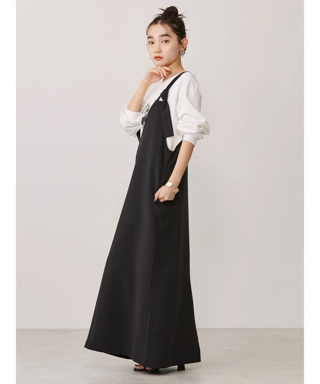 AMERICAN HOLIC 両ＶネックＩラインワンピース Black