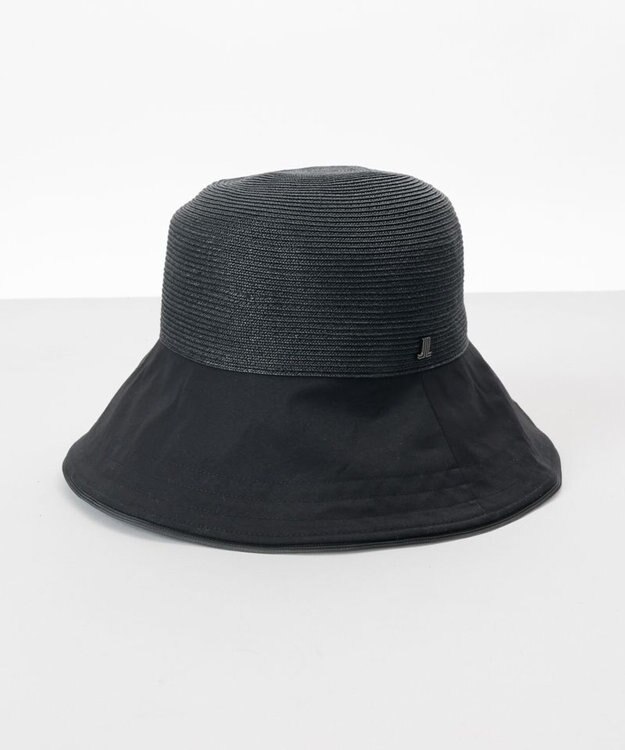 AURORA 【 LANVIN en Bleu （ランバン オン ブルー）】天然ブレードｘサテン布帛クロッシェハット ブラック