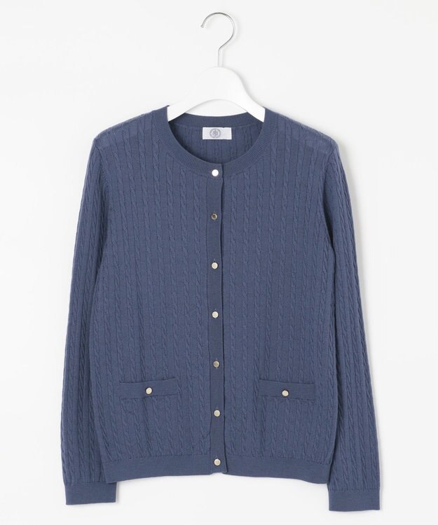 J.PRESS LADIES 【洗える】KNIT BASIC ミディ丈 カーディガン ダルブルー系