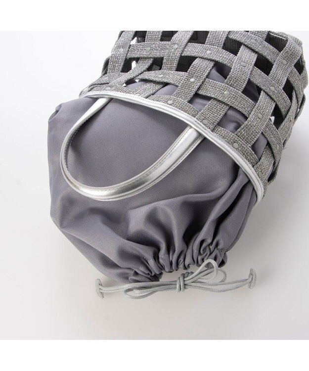 UNBILLION ペルケ perche / テープ透かし格子トートバッグS シルバー