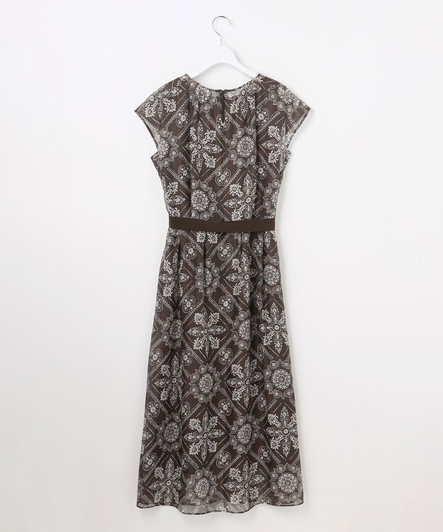 自由区 ロータスタイルプリント ワンピース ブラウン