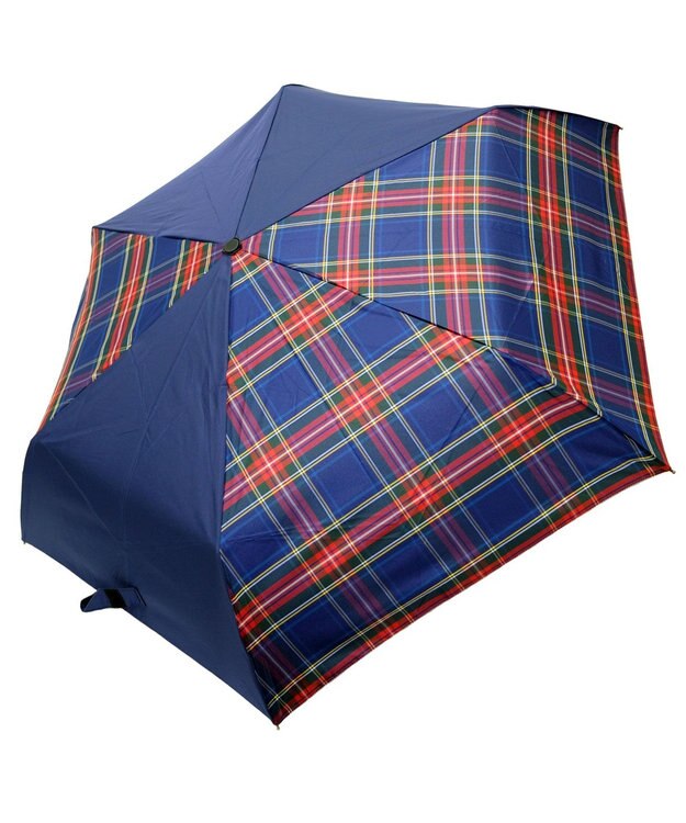 +RING 【UVカット90%以上】【数量限定】レディース向け  晴雨兼用折傘 53cm NVY-CHK T1254 紺