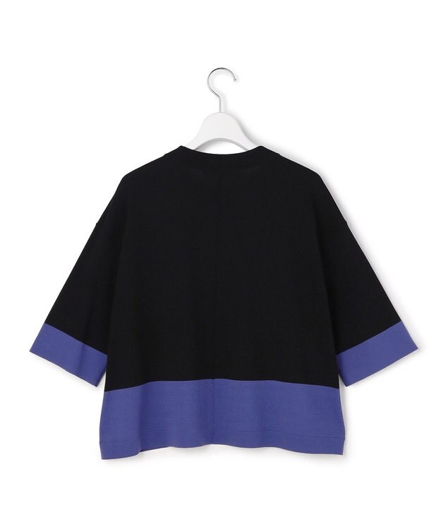 ICB 【先行予約】VIS/NYハイゲージ バイカラーニットT ブラック×ロイヤルブルー配色