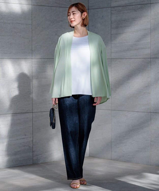 23区 S 【新色追加/UVケア/接触冷感】マルチ機能 シアー ショート カーディガン スモーキーグリーン系