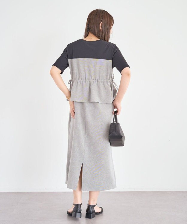 Green Parks 異素材ドッキングワンピース Gray Mixture