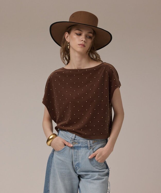 GRACE CONTINENTAL ベロアルーズカットトップ ベージュ