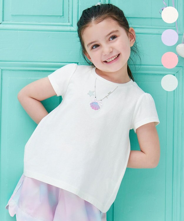 ANY KIDS 接触冷感 しろくま バックシャン Tシャツ エクリュ×レインボー