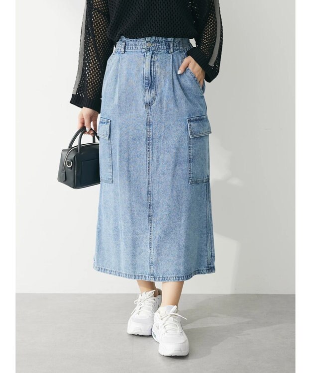 Green Parks ・ＥＬＥＮＣＡＲＥ　ＤＵＥ　カーゴデニムスカート Light Indigo