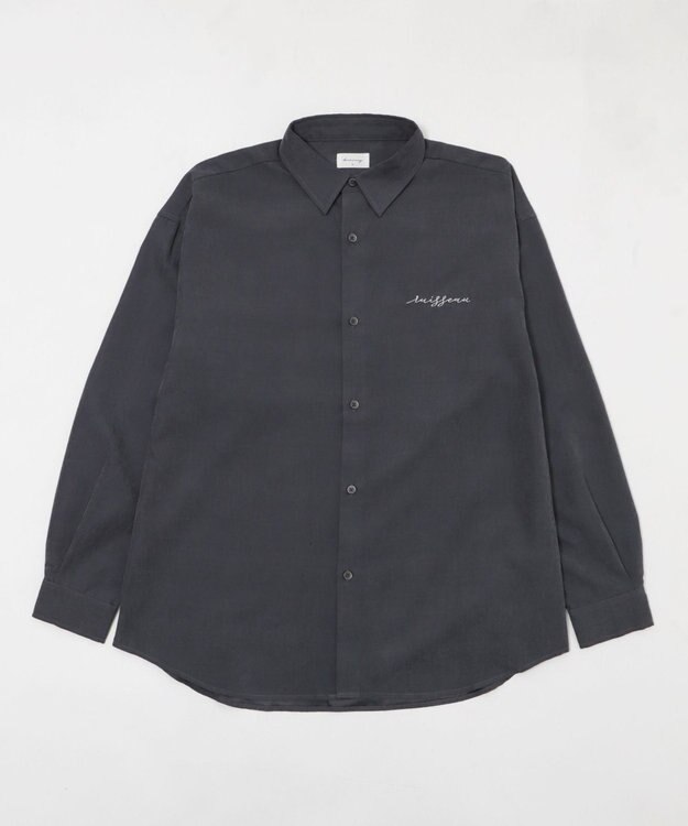 WEGO 【ユニセックス着用ITEM】フィブリルワンポイントBIGシャツ（長袖） ブラック中濃色