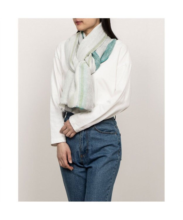 UNBILLION カカトゥ kakatoo / ストライプリネンストール グリーン