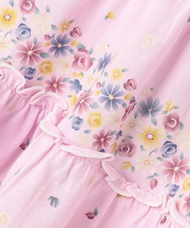 組曲 KIDS 【80-100㎝】ティアードフラワー チュニック ピンク