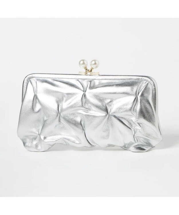 UNBILLION perche タックボンディングがま口長財布 シルバー