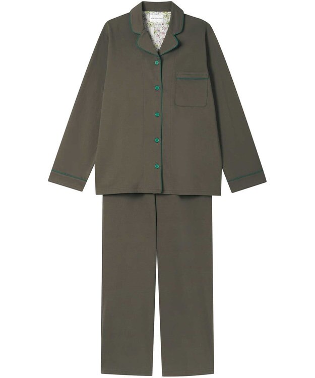 une nana cool 【綿100%】72/2 メガハイゲージパジャマ MADE WITH LIBERTY FABRIC オリーブ