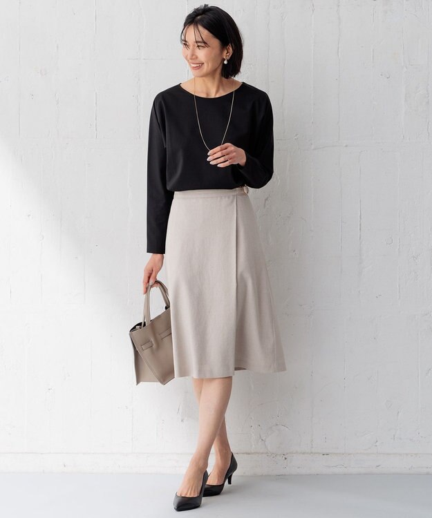 23区 S 【セットアップ対応】アイアスマットストレッチ フレア スカート ベージュ系