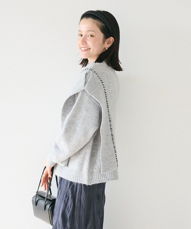 CRAFT STANDARD BOUTIQUE 洗える/ハンドステッチデザインニットプルオーバー Gray Mixture