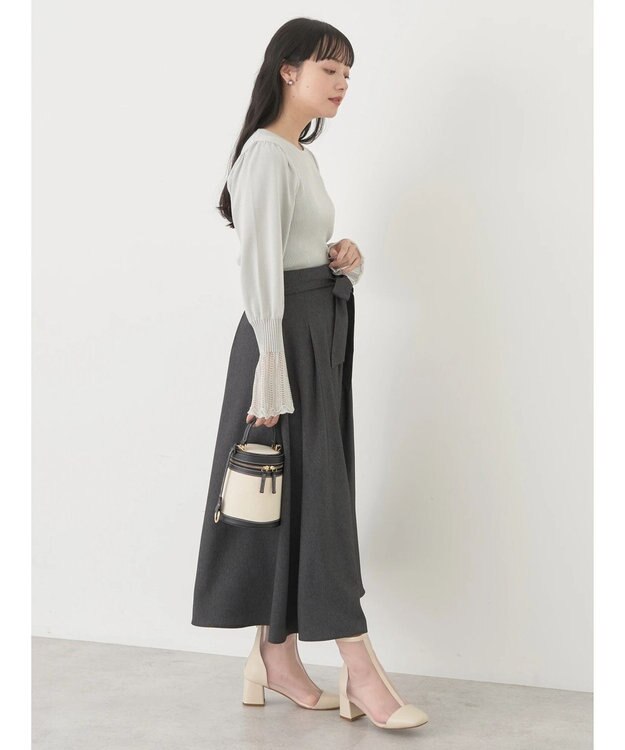 earth music&ecology 袖ポイントニットプルオーバー Ice Gray