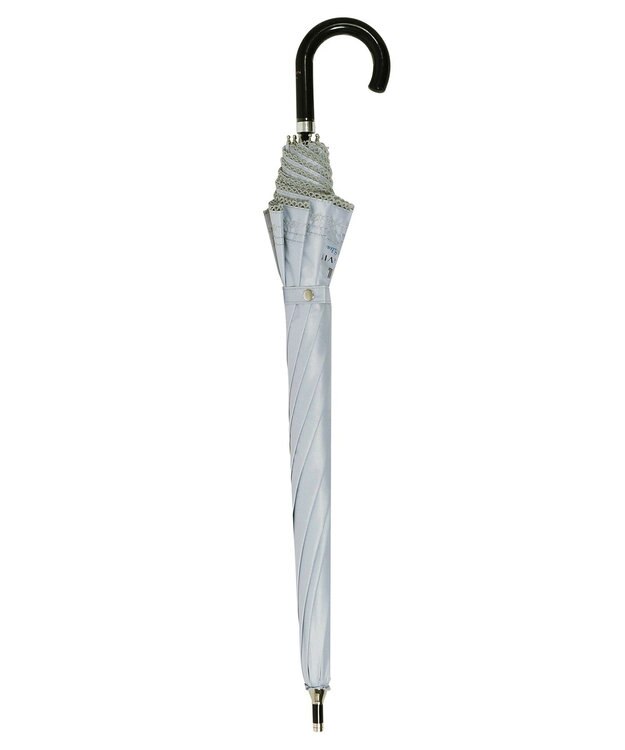 MOONBAT 【一級遮光/晴雨兼用】LANVIN en Bleu (ランバン オン ブルー) 長傘 日傘 ラメ刺繍 ピコレース ライトグレー