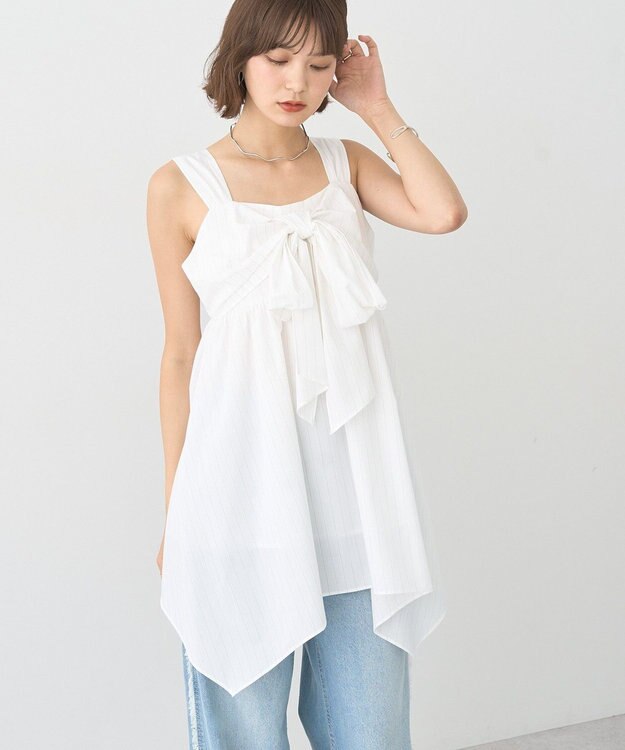 earth music&ecology リボンイレヘムチュニック Off White