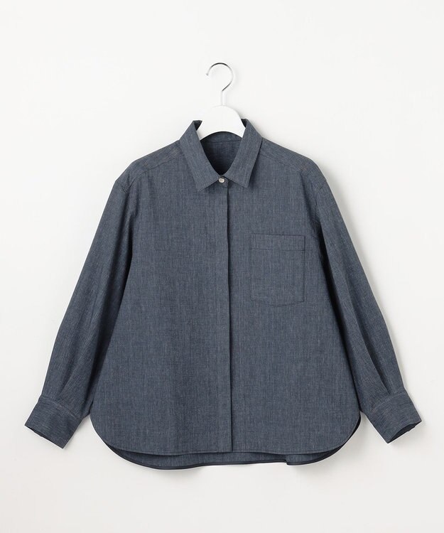 自由区 L 【セットアップ対応】ソフトリネンダンガリー シャツ ネイビー