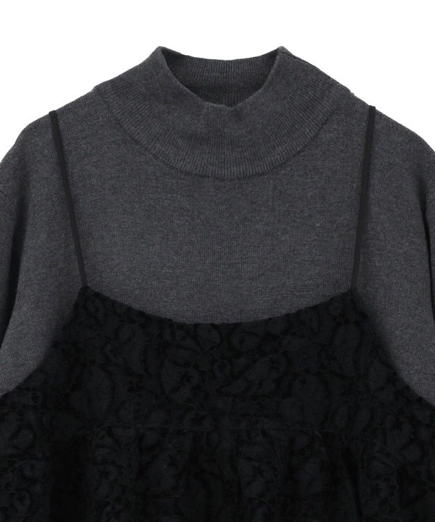 YECCA VECCA 【2点SET】バルーンキャミ付きニットワンピース Gray