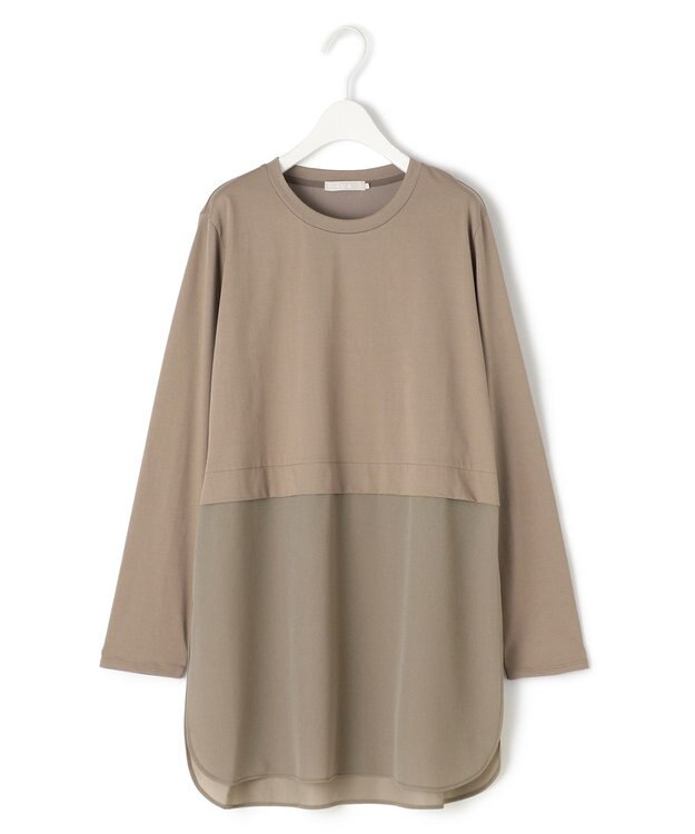 ICB L 【洗える】 シアージャージーコンビ カットソー フォーン系